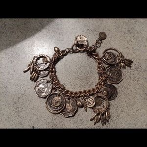 ALL SAINTS SPITALFIELDS GOLD BRASS COIN BRACELET